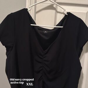 Old Navy Black Ruched Cropped Top